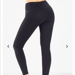Fabletics Mid Rise Black Powerhold Leggings